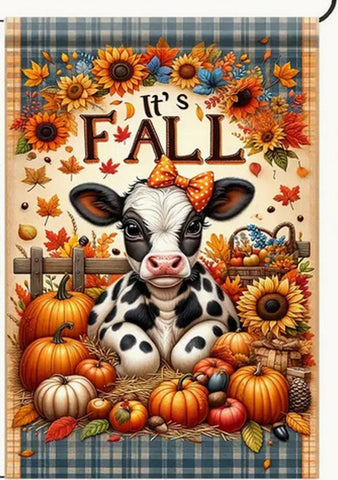 CJ138215 autumn Cow Polyester Double-Sided Yard Flag
