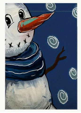 LP186384 Snowman Garden Flag - Winter Outdoor Decoration with Blue & White Snowm