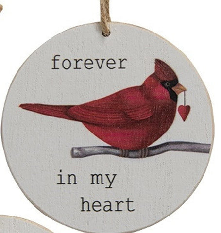 35575 Forever in my heart cardinal wood ornament