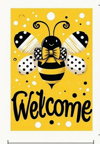 UW117457 Cheerful Little Bee Welcome Garden Flag, Double-Sided