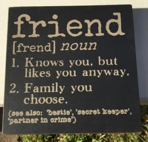 32632 Primitive Friend Word Definition Box Sign