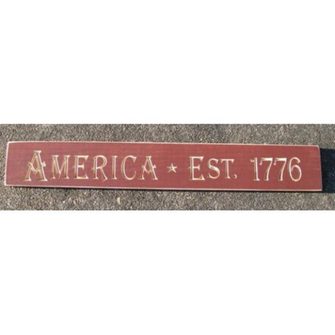 Engraved Wood Sign G9062- America Est 1776