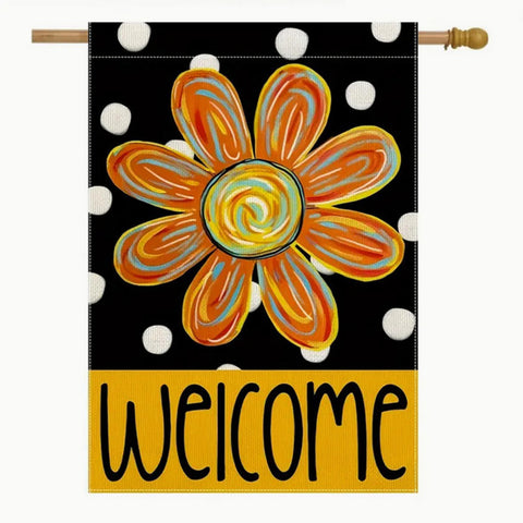DU400958 Vibrant Summer Garden Flag  Double-Sided, Colorful Flower & Polka Dot