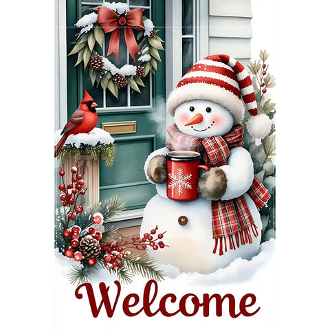 FP5490617 Double-Sided Winter Snowman Garden Flag,  Made from Durable Polyester,