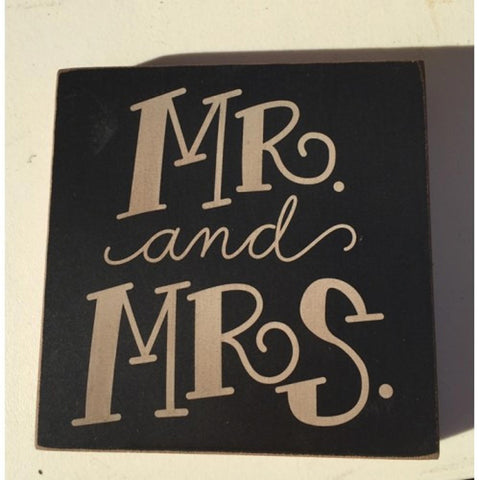 Primitive Wood Box Sign 32670M Mr and Mrs