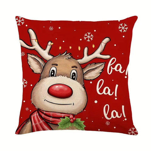 Fa La La Reindeer Pillow Cover  18 x 18