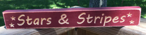 Primitive Engraved Wood 1802 Stars & Stripes Burgundy