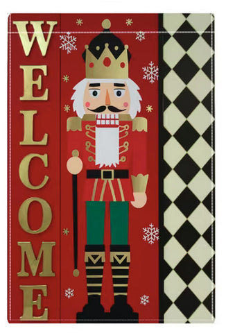 DK7387016  Nutcracker Welcome Garden Flag - Red, Black & White Christmas