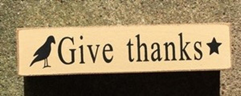 6W1979Gt - Give Thanks crow and star wood Block