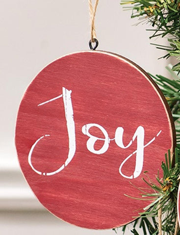91119B - Joy round word Christmas ornament