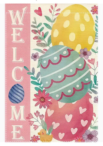 LR478266 Double-Sided Easter Garden Flag, Polyester Welcome easter eggs
