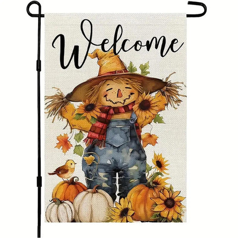 TB4652437 Double-Sided Thanksgiving Scarecrow Garden Flag - Welcome