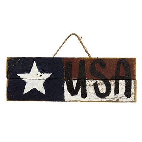 G23220 Skinny Distressed USA hanging wood sign