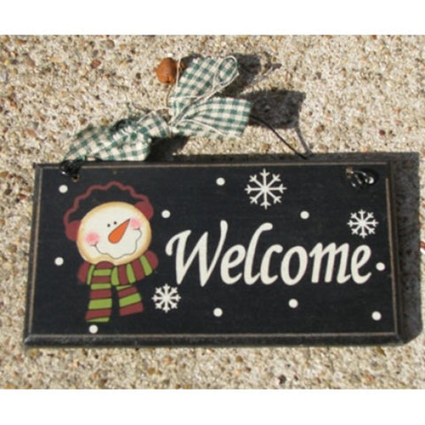 28927W - Welcome snowman wood sign