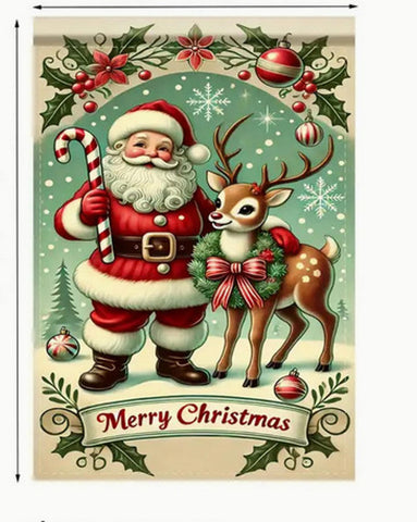 DN311802 Santa Claus & Reindeer Christmas Garden Flag - polyester