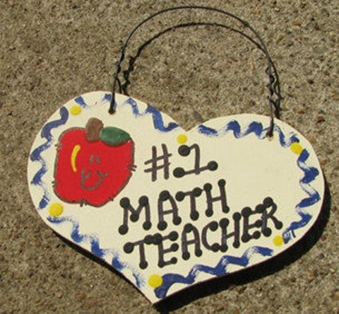 Teacher Gifts Number One 821  Math Teacher Wood Heart