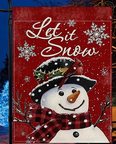 AU199473 Let It Snow Snowman Garden Flag - Multipurpose Polyester Seasonal Yard