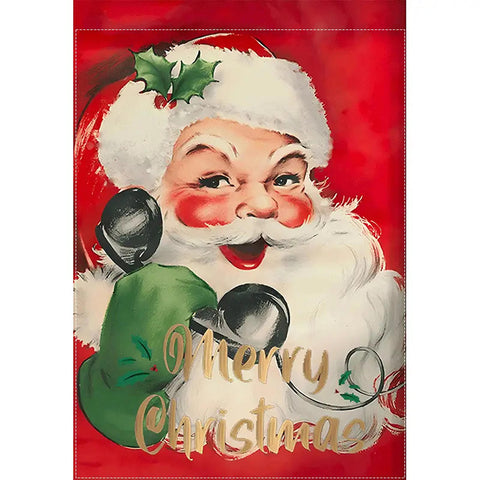 FQ250320  Vintage Merry Christmas Retro Santa Claus, double sided garden flag