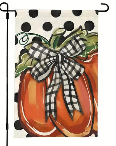 BT111041 Fall Pumpkin and bow tie Garden flag