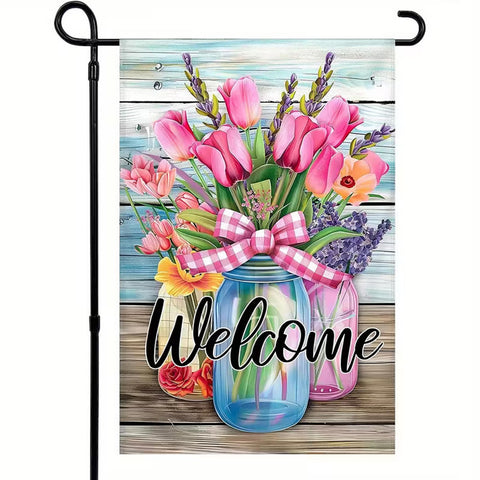 DC3154652 Double-Sided Welcome Garden Flag with  - Vibrant Floral