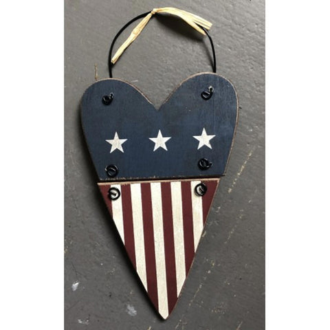 Patriotic Wood Heart Ornament