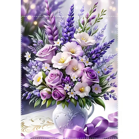 BV711714 Purple Rose Garden Flag  Flower  Garland Decoration Double Sided