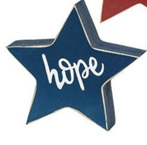 G35833 Blue Chunky star hope Sitter wood star