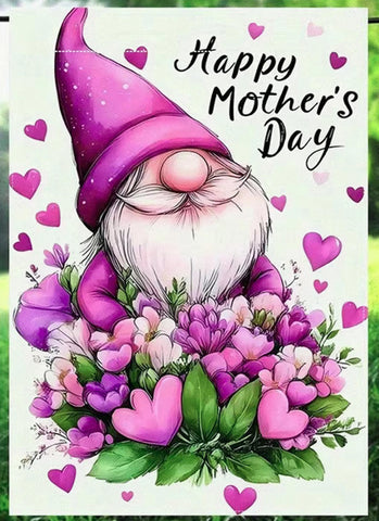 CC10536496  Pink Gnome Mother's Day Garden Flag - Double-Sided