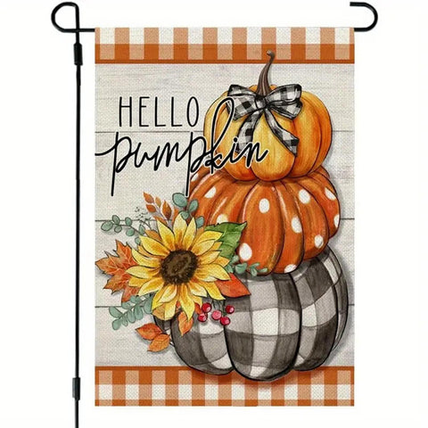 DE174016 hello pumpkin double sided fall garden flag