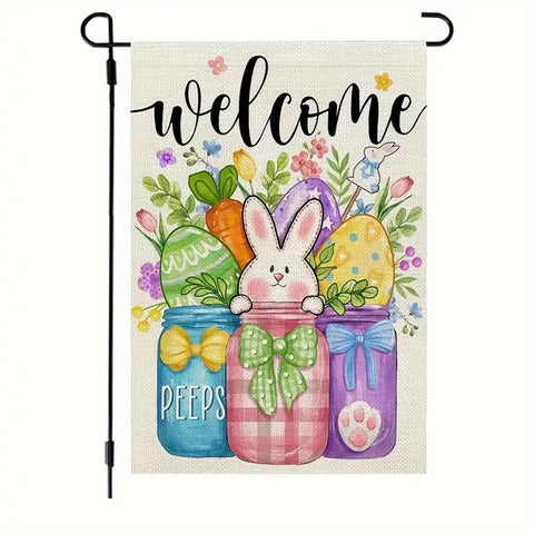 RU56121 Easter Carden Flag with Mason Jar Design Double-Sided