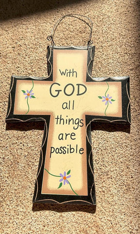With God All Things Are Possible Wood Cross