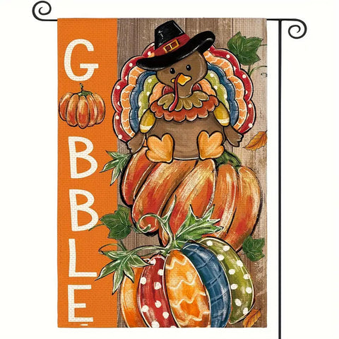 JU268131 Charming Double-Sided Thanksgiving Garden Flag -gobble