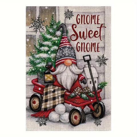UD267245  Gnome Sweet Gnome Christmas Garden Flags Double Sided
