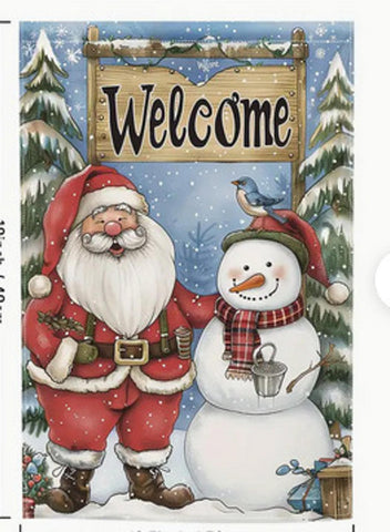 VG189878  Santa & Snowman Christmas Garden Flag - Durable Double-Sided