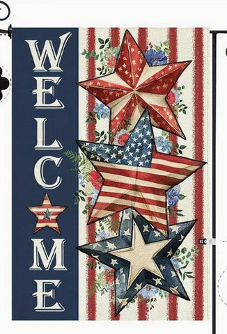 UA1759714  Patriotic Welcome Garden Flag - Double Sided Burlap, American Flag