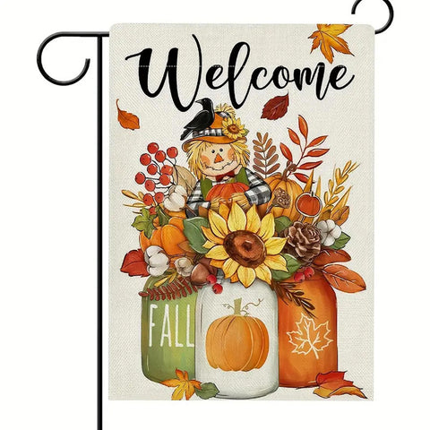 MG1954055 Autumn Harvest Linen Garden Flag - Double-Sided Welcome