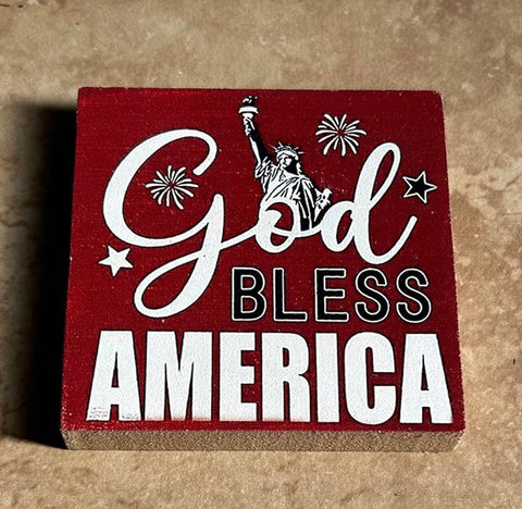 TM God Bless America wood block sign