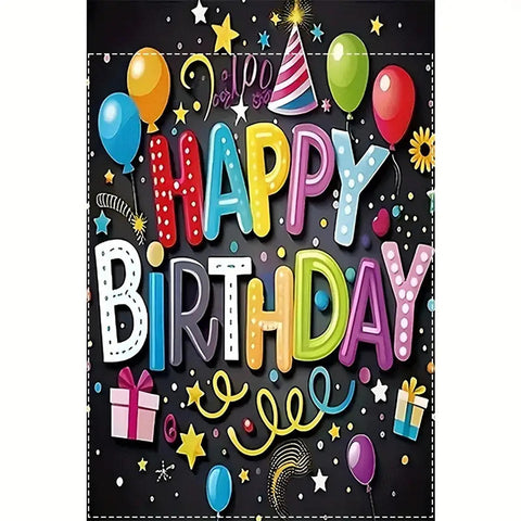UR2412020 Happy Birthday Garden Flag  Double Sided Waterproof Burlap