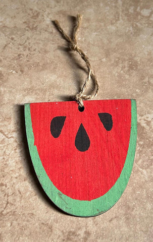Watermelon handmade wood ornament