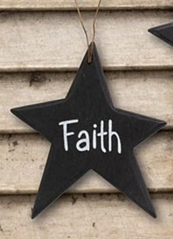33093 Faith  star wood ornament