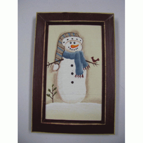 CAN51M - Snowman on Canvas in Burgundy Frame