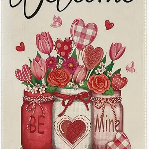 CJ478059 Valentine's Day Welcome Garden Flag - Double-Sided Polyester