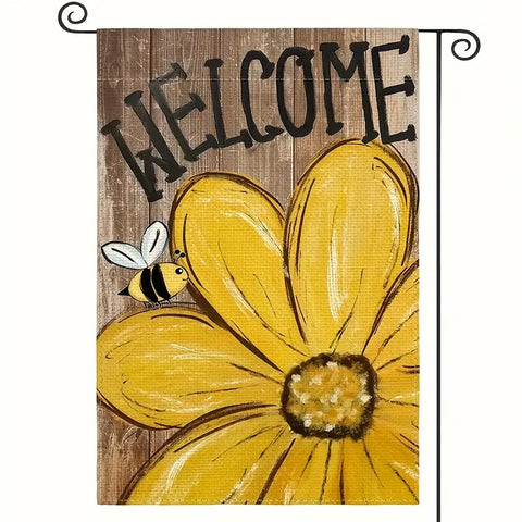 AV64626 Welcome Bee Sunflower Spring/Summer Garden Flag  one sided