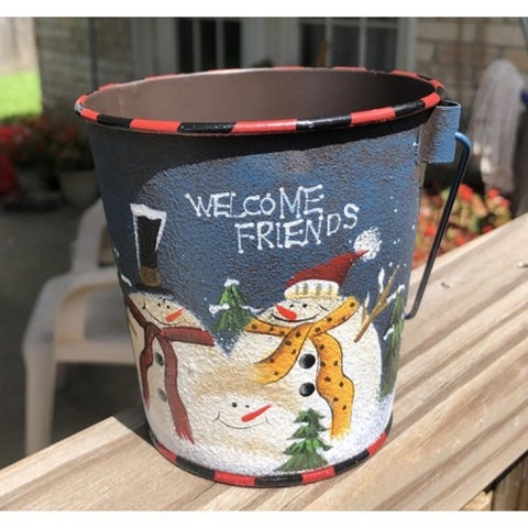 60355B - Blue Snowman Bucket with handle