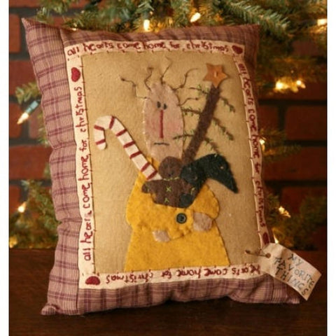 Primitive Christmas Pillow All Hearts Come Home for Christmas