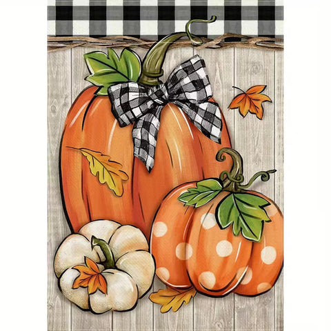 RD4671608 Double-Sided Fall Pumpkin Patch Garden Flag - Rustic Farmhouse Autumn
