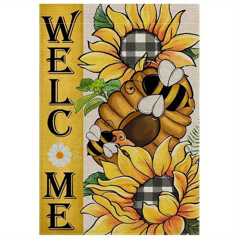 LB1925544 Spring & Summer Bee and Sunflower Welcome Double sided