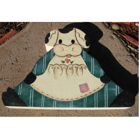 785G - Sitting Wood Green Cow