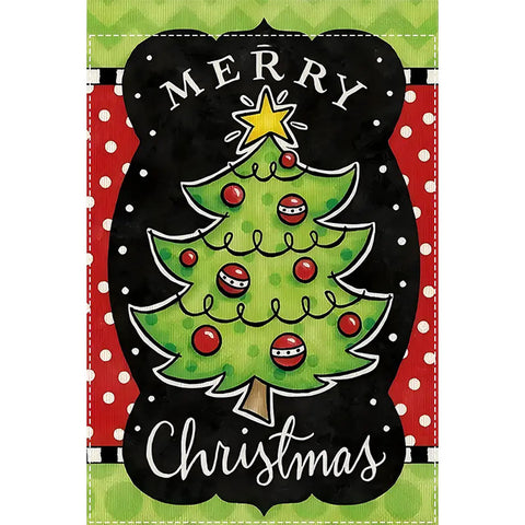 WV478161 Christmas Garden Flag - Double-Sided Burlap  Festive Red Berry Tree