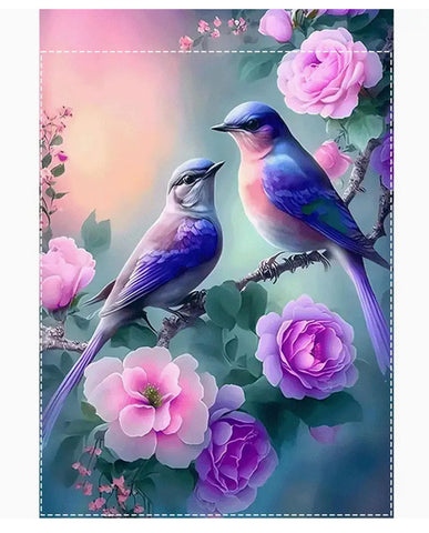DDA728381 Double-Sided Waterproof Polyester Garden Flag - Peony & Hummingbird